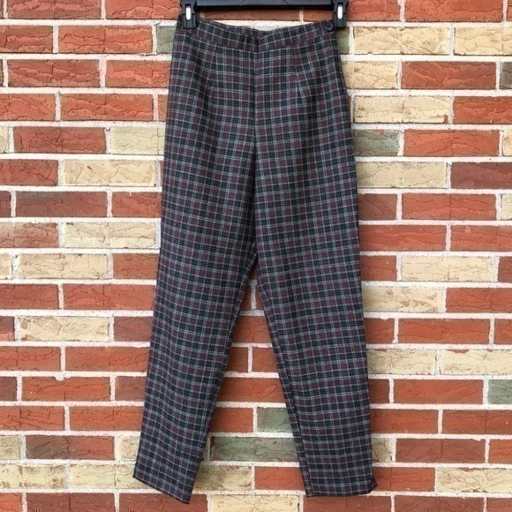 Vintage 90s Karin Morgan High Rise Gray Multicolor Side Zip Pants
